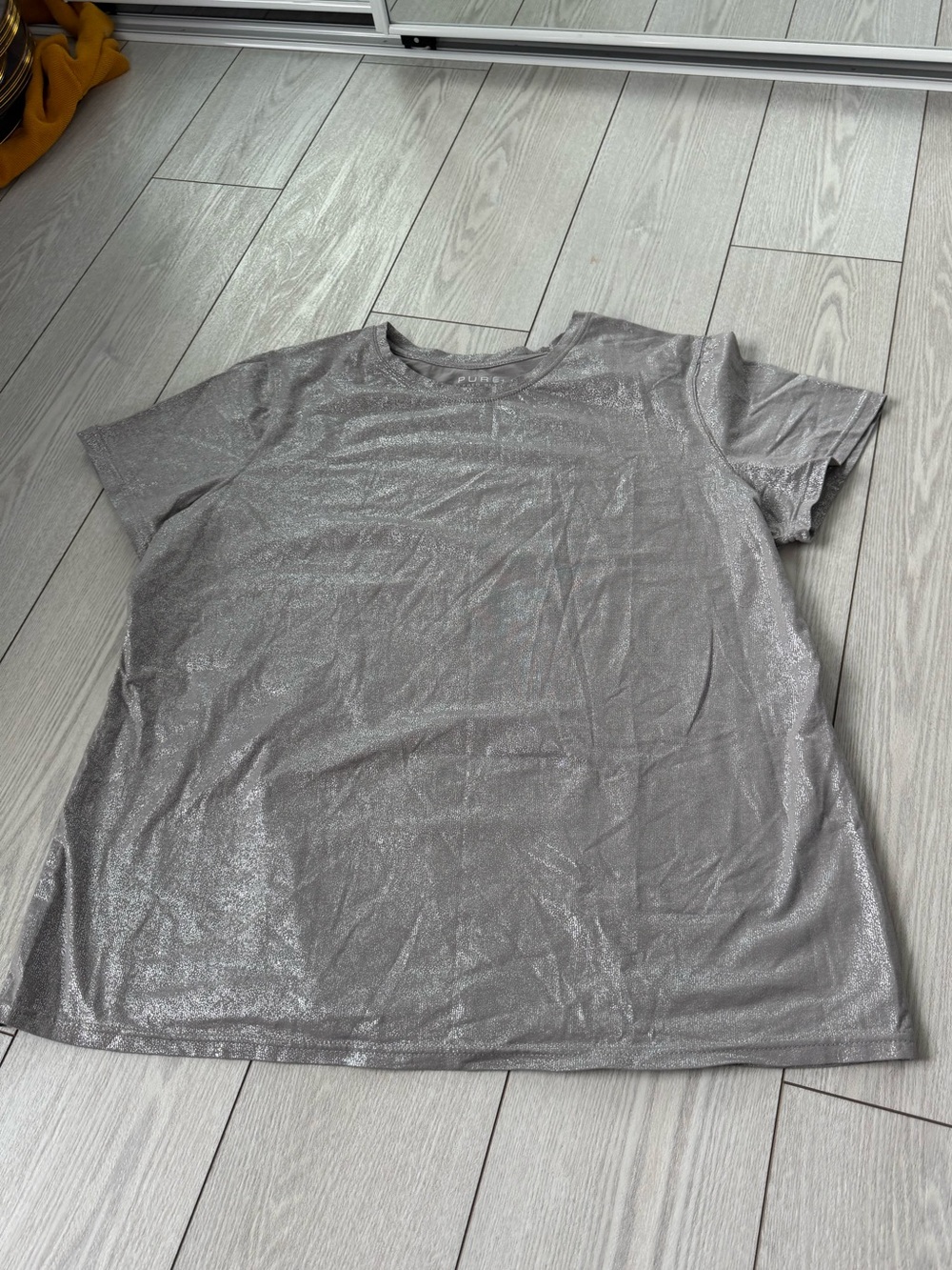 Alfred Sung 3XL metallic silver tee shirt short sleeve grey classic casual party
